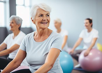 Ältere Frau betreibt Fitness