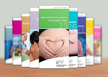 Abbildung der IPF-Faltblätter zu verschiedenen Vorsorgethemen