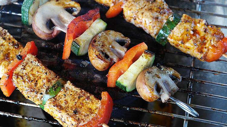 Grillgut mit Fleisch und Gemüse