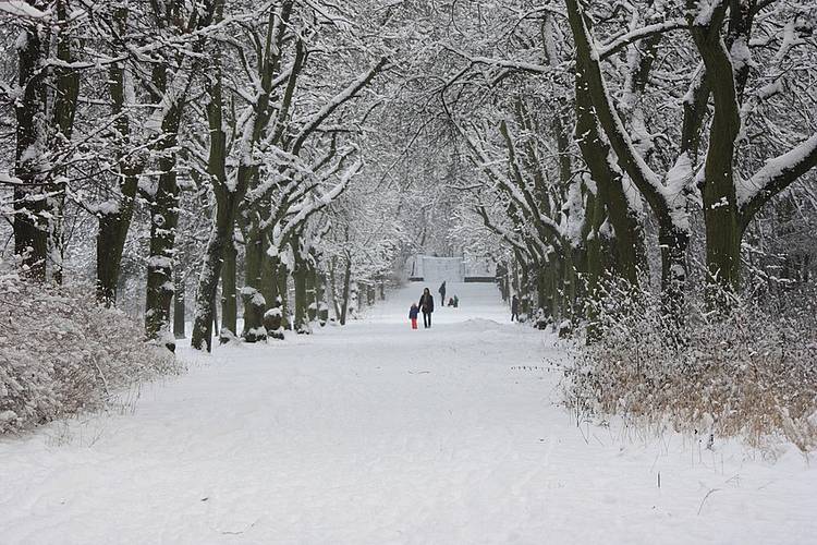 Winterlandschaft mit Spaziergängern